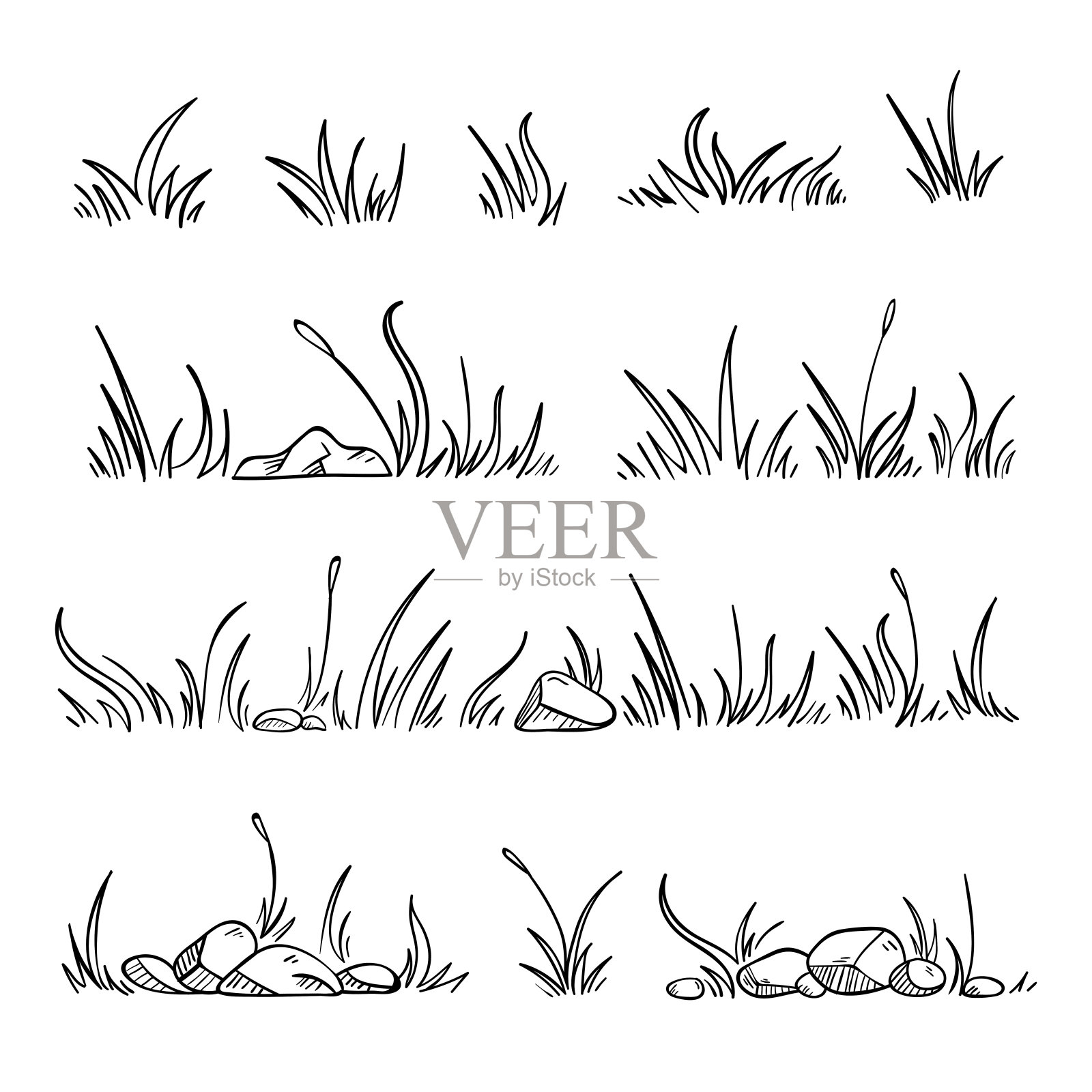 一套手绘草插图插画图片素材