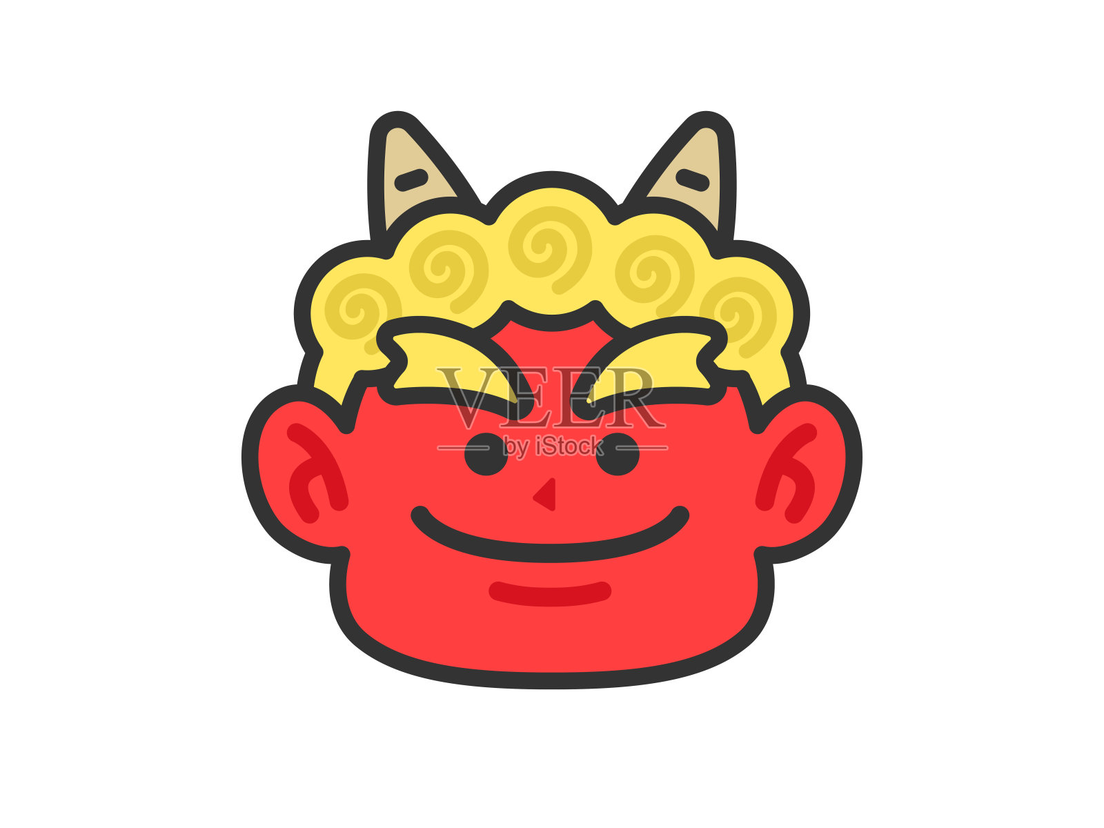 恶魔图标的插图(线条绘制)。插画图片素材