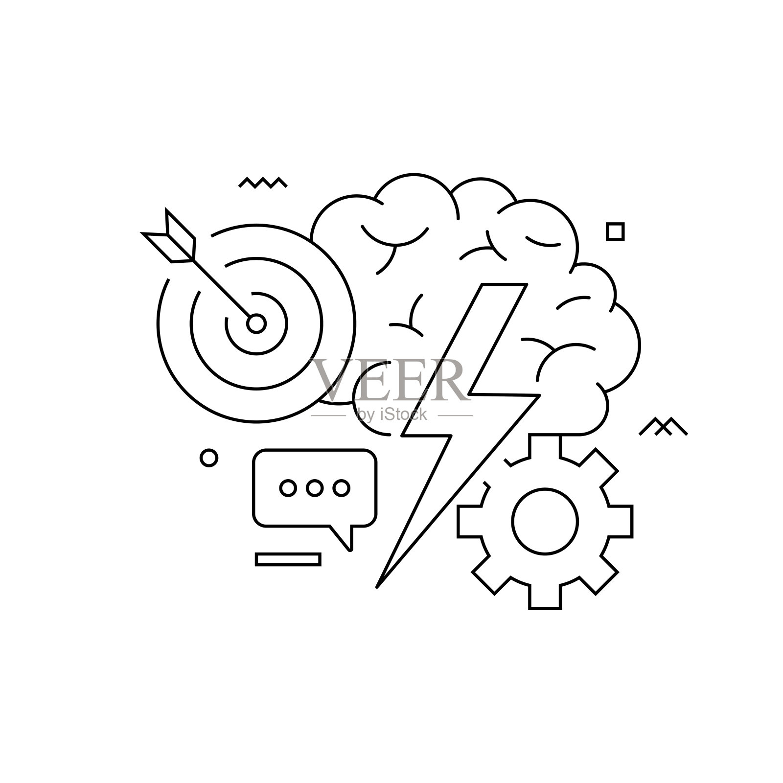 头脑风暴相关矢量概念插图。创意、灵感、协作、解决方案。插画图片素材