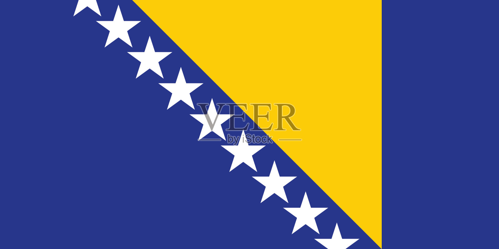 波斯尼亚和黑塞哥维那国旗。官方比例。国旗图标。标准颜色。标准尺寸。长方形的旗帜。电脑插图。数码插图。矢量插图。插画图片素材