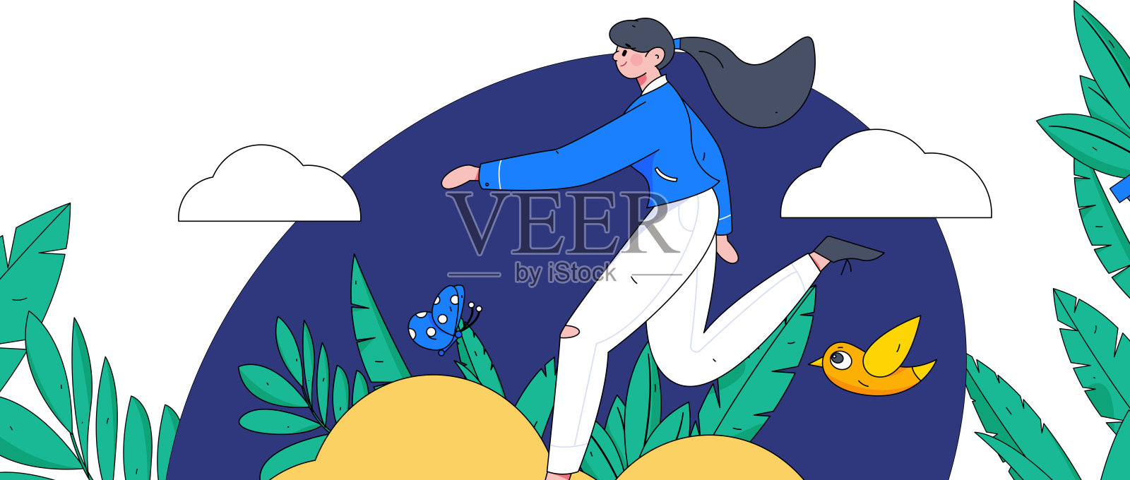 人们锻炼健康跑步矢量互联网运营说明插画图片素材