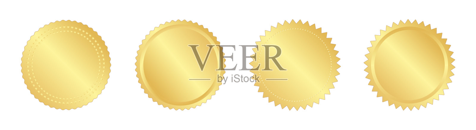 一套金印。装饰、徽章、标签、印章、证书。矢量图插画图片素材