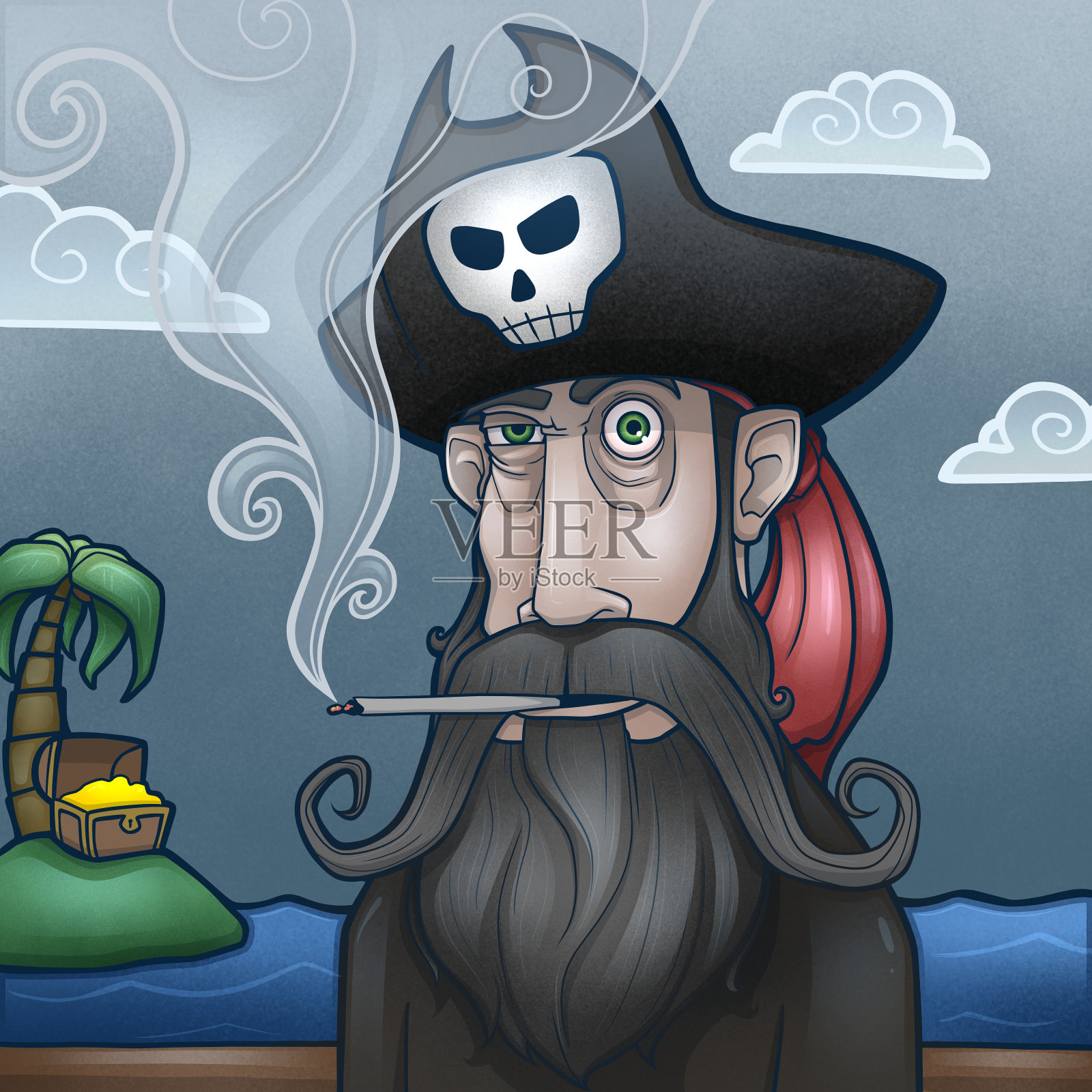 海盗与宝藏插画图片素材