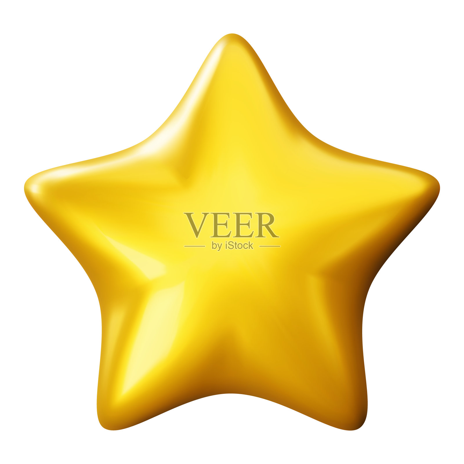 3d金色黄色星星设置不同的形状。明星逼真的3d设计卡通风格。矢量图插画图片素材