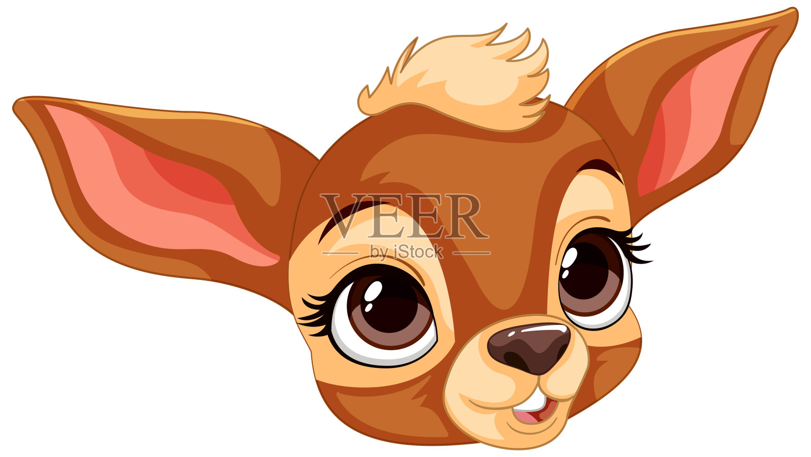 可爱，有一双大眼睛的小鹿插画图片素材