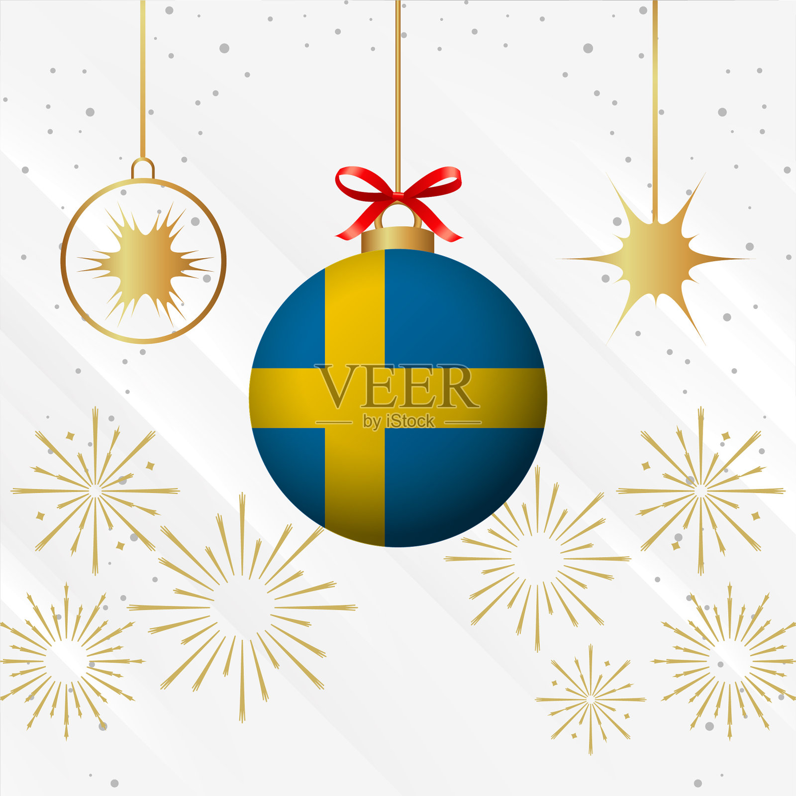 圣诞球饰品瑞典国旗庆典插画图片素材