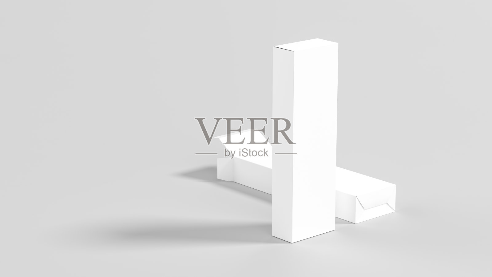 盒子模型孤立在白色背景上。化妆品或药盒模型。3 d演示。照片摄影图片