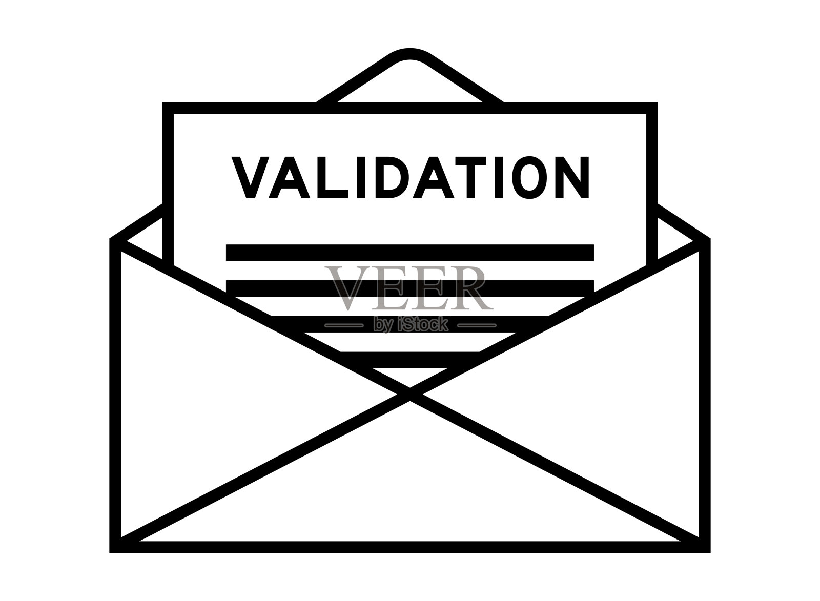 信封和信件签名以“验证”字为标题插画图片素材
