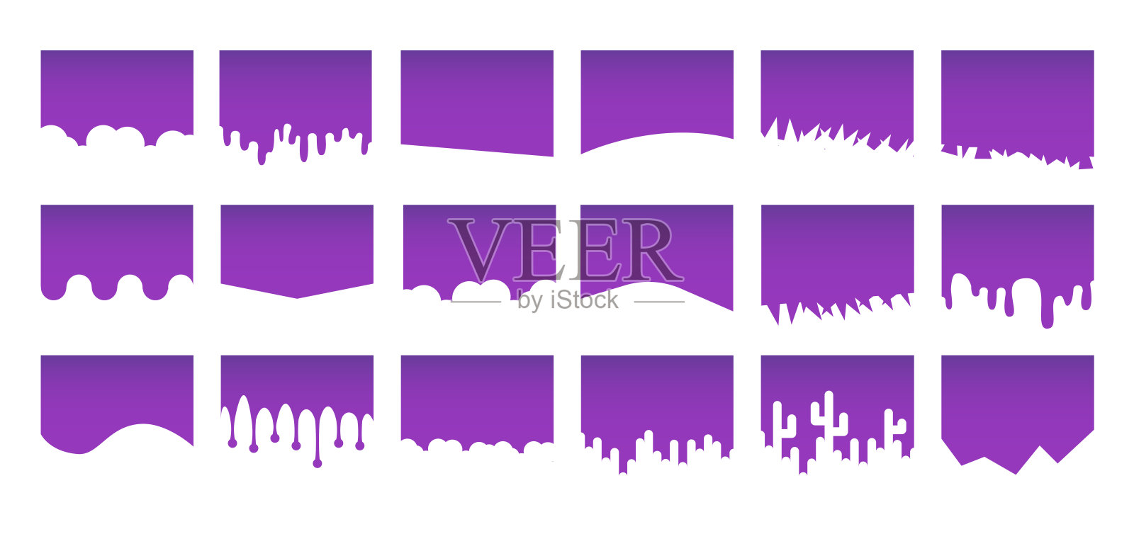 抽象设计元素的集合为顶部，底部页面的网站。模板分割形状的网站象形文字集。向量插画图片素材