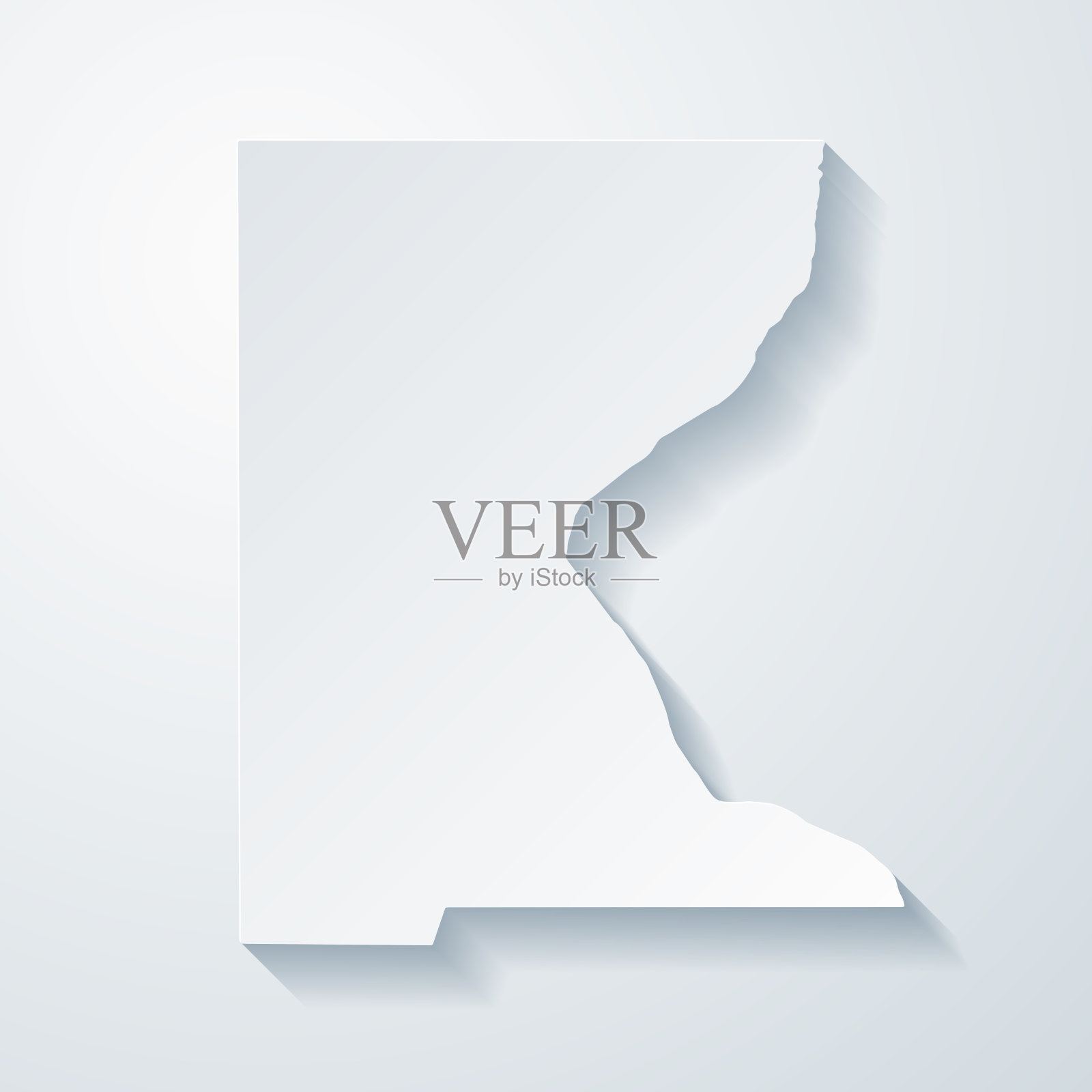 南达科他州罗伯茨县。地图与剪纸效果的空白背景插画图片素材