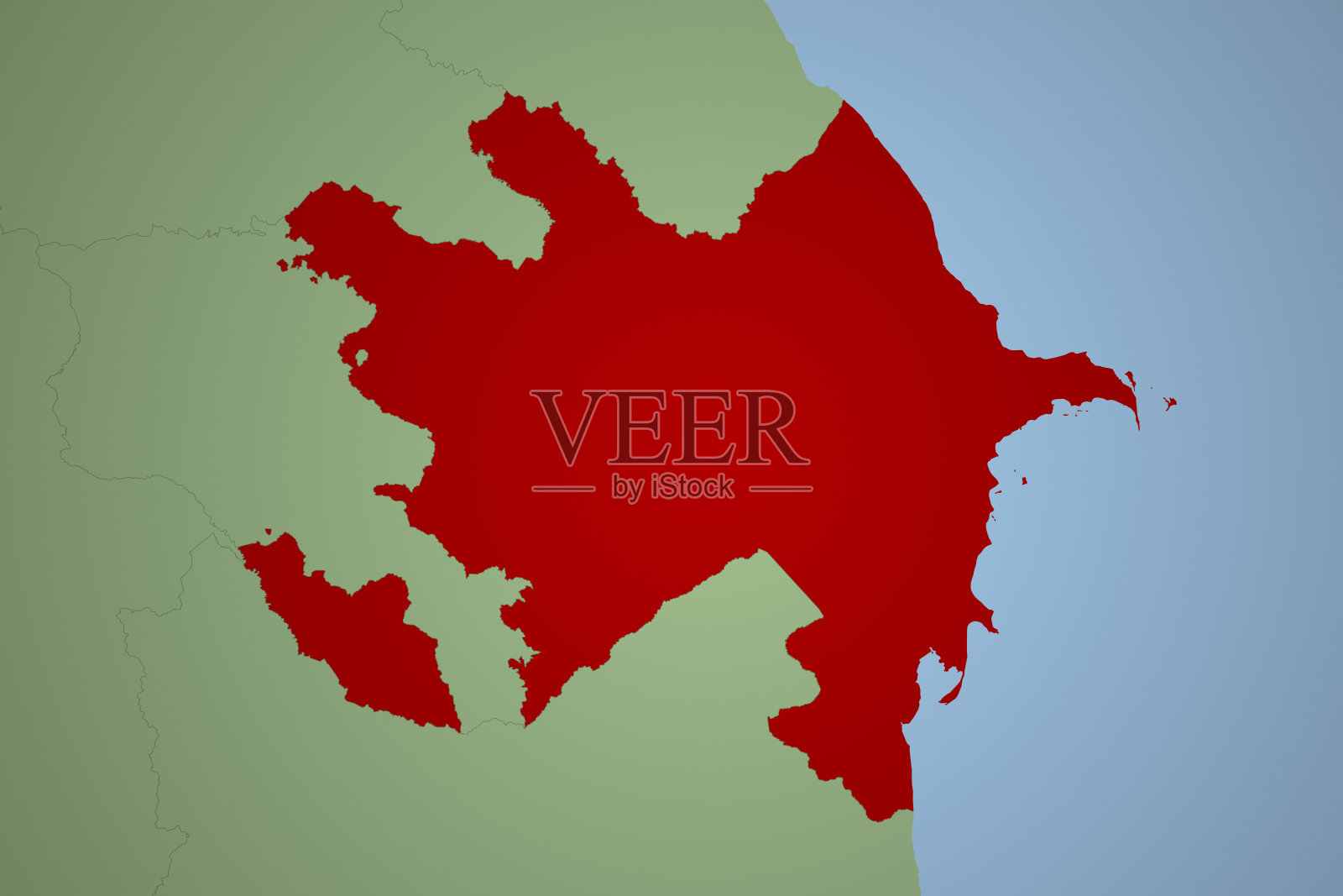 亚洲地图系列与阿塞拜疆，绿色插画图片素材