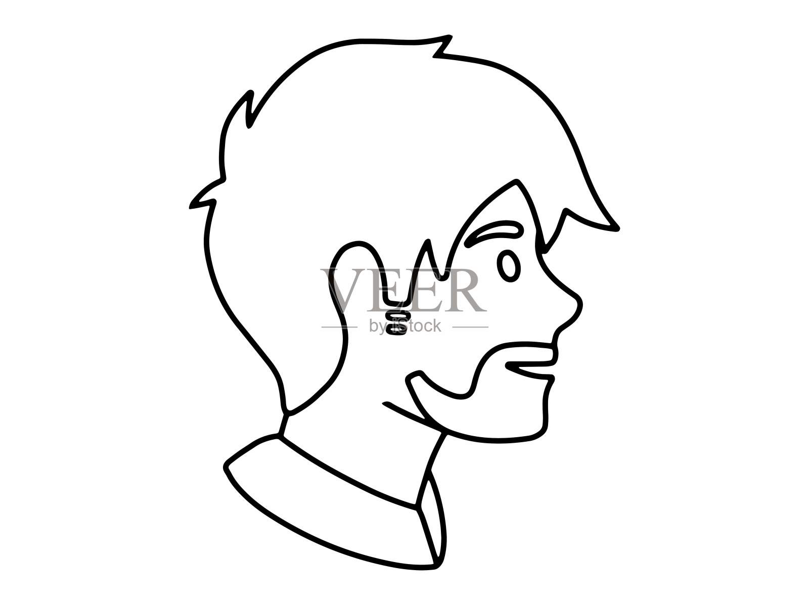 人物头像线条艺术插画。成人女性头像线条艺术。成人男性头像线条艺术。手绘头像线条艺术插画。黑白头像插画。男性人物头像图标插画插画图片素材