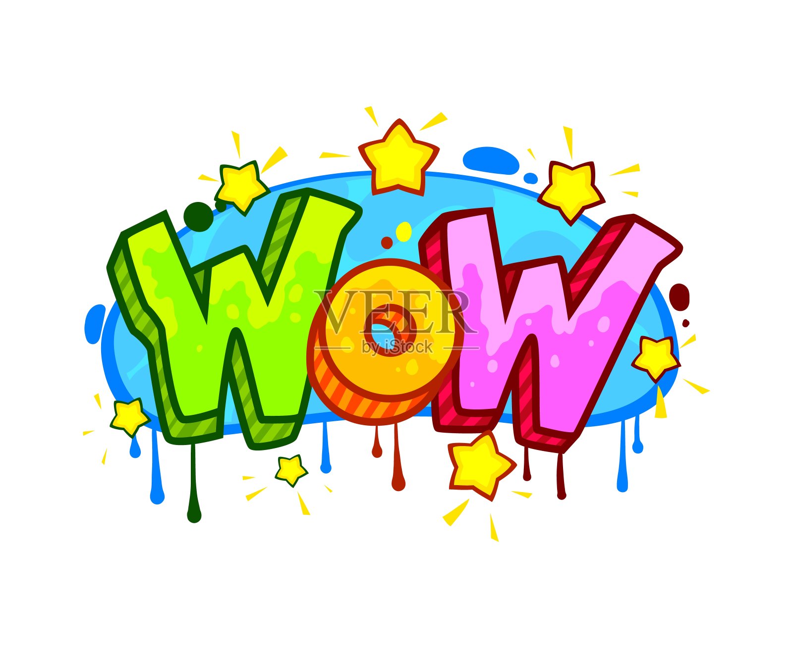 哇街头涂鸦艺术，都市风格的墙面标签插画图片素材