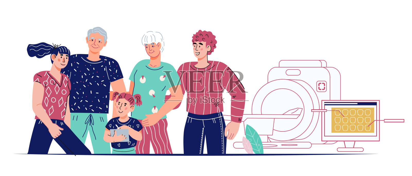 家庭诊所和保险计划横幅，卫生媒介隔离。插画图片素材