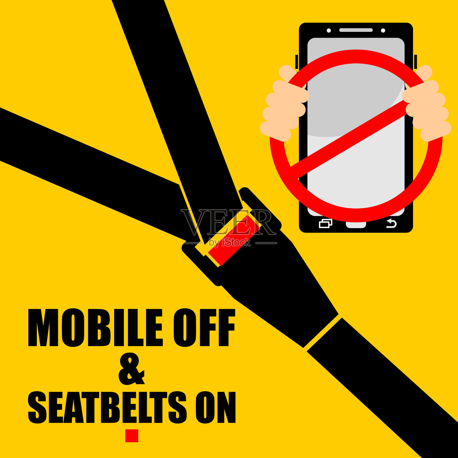 关掉手机，系好安全带，指示方向插画图片素材