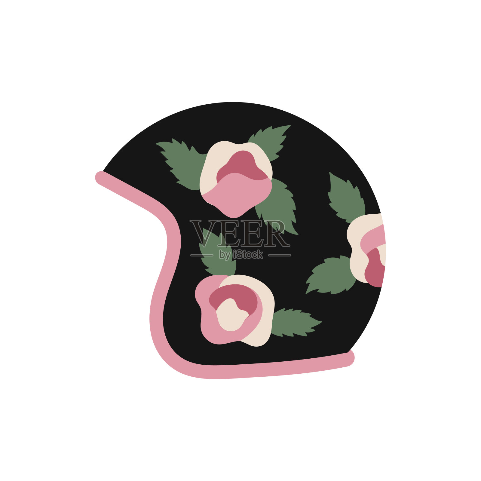 摩托车头盔插图。头部保护，摩托车手装备。插画图片素材