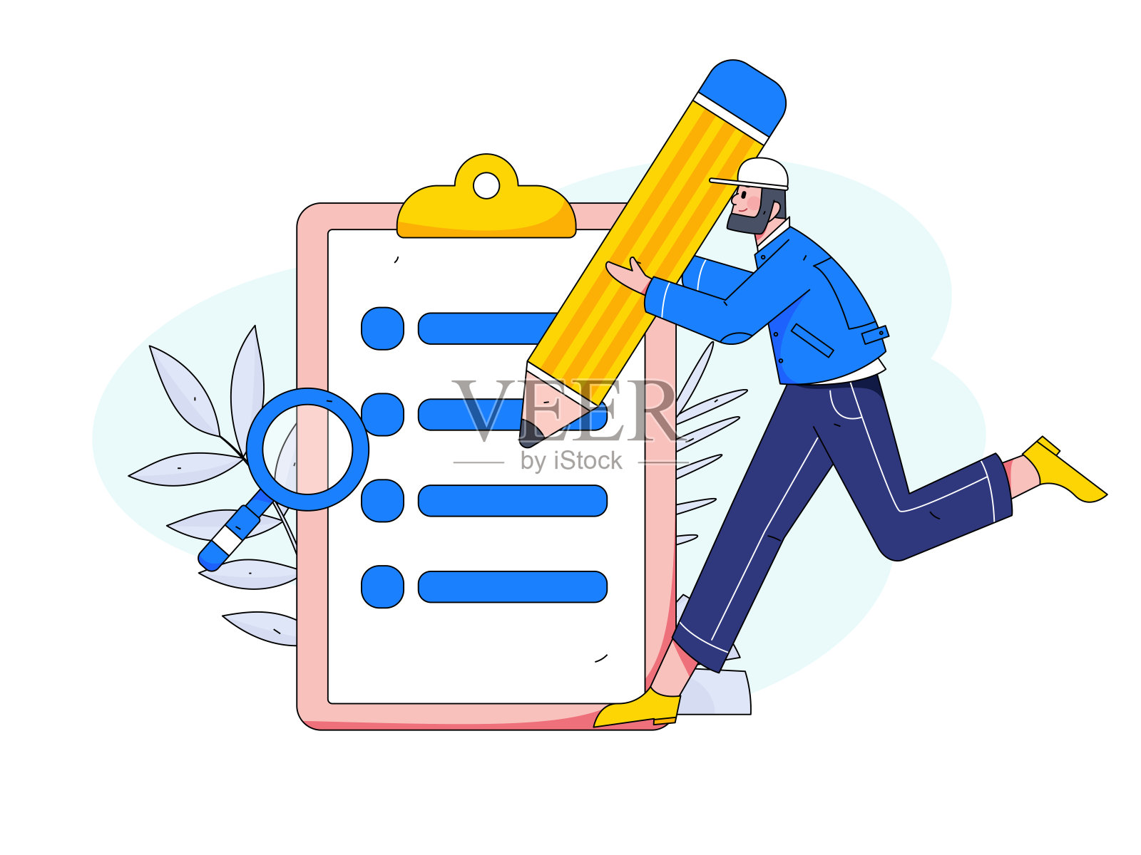 邀请朋友进行问卷平面矢量概念操作手绘插画插画图片素材