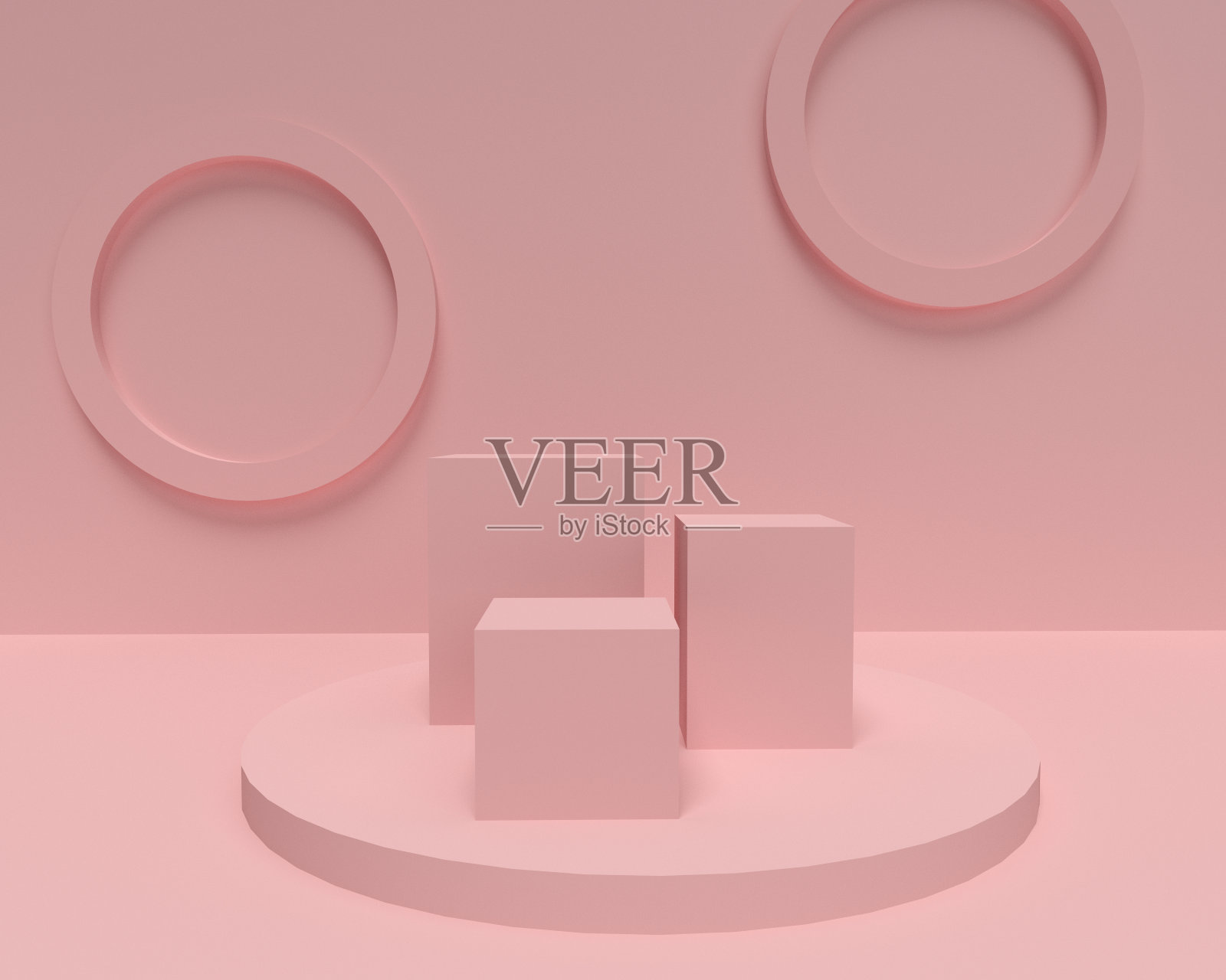 3D几何粉红色背景与产品讲台。照片摄影图片