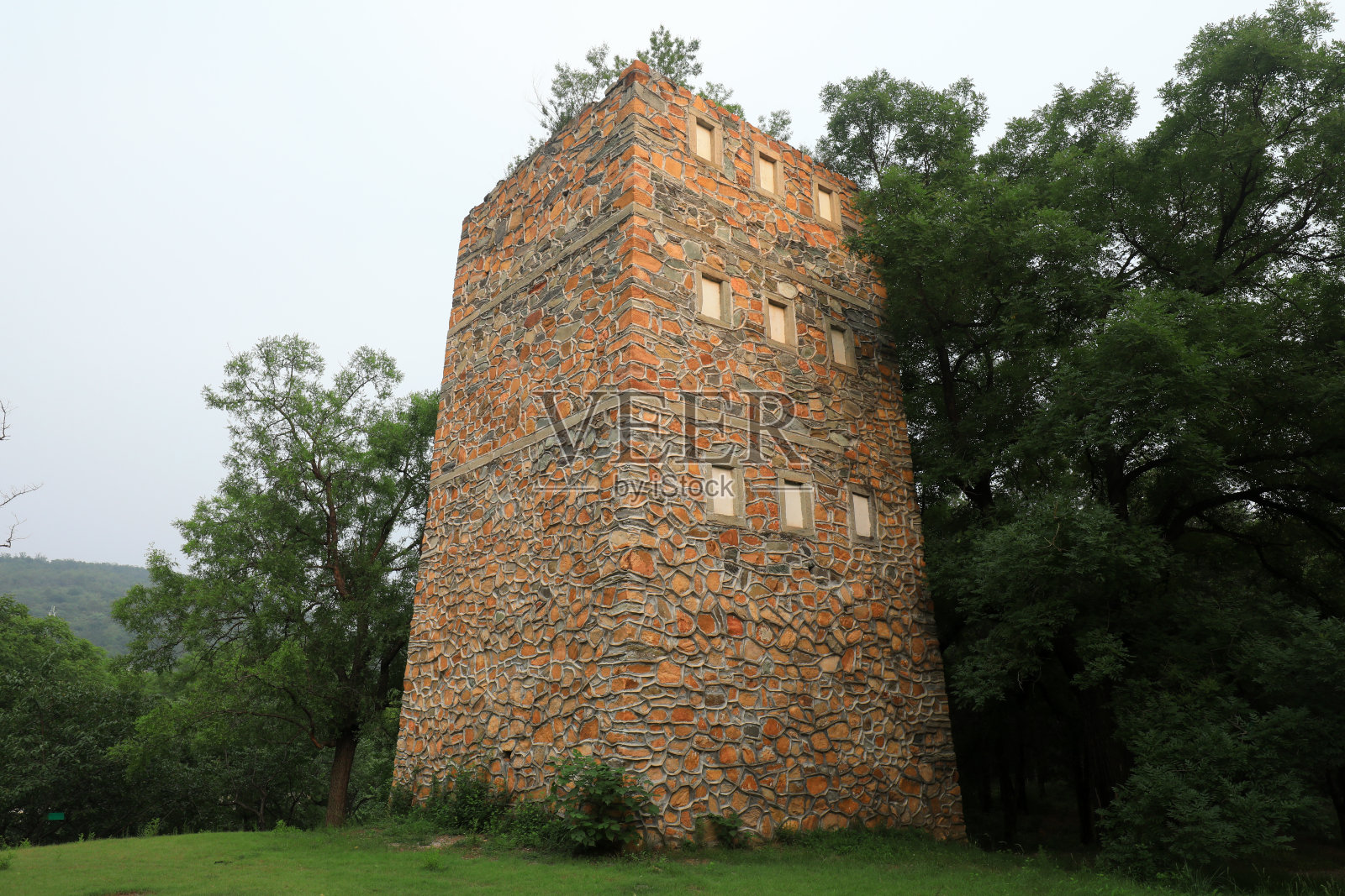 北京植物园中国古代工事的建筑景观照片摄影图片