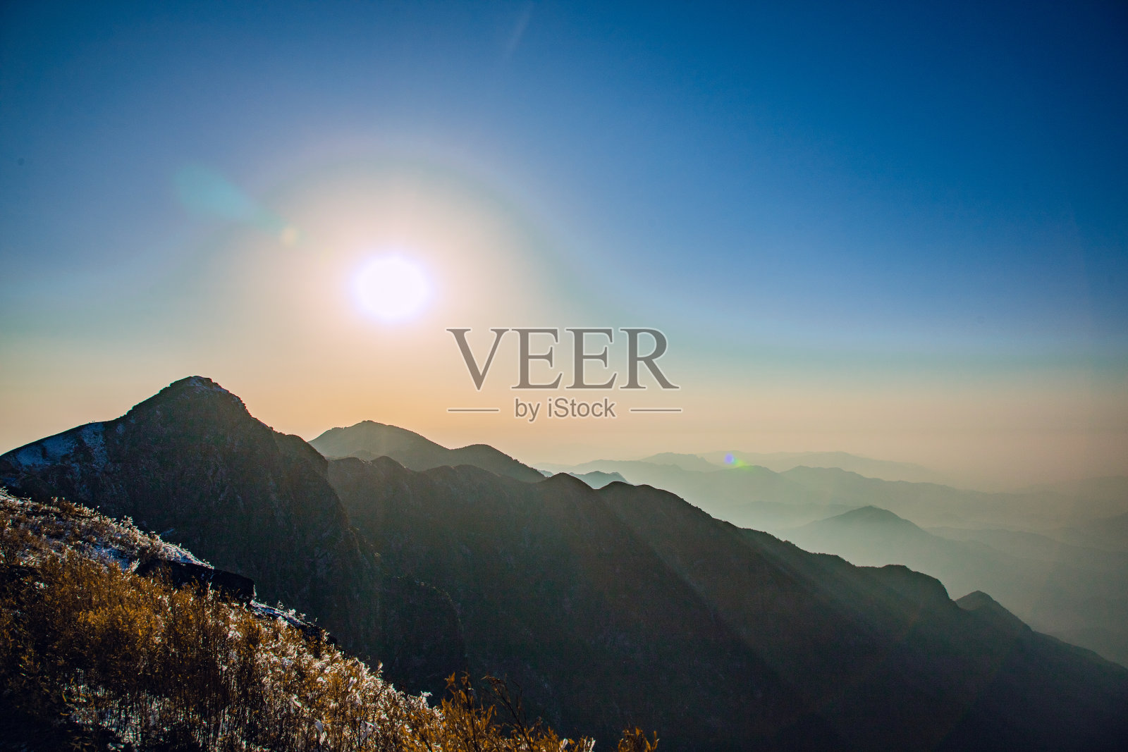 江西省萍乡市武公山——云海山色日落照片摄影图片