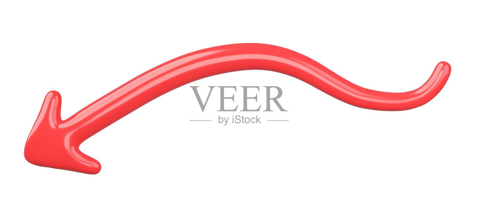 三维红色弯曲箭头孤立的白色背景。照片摄影图片