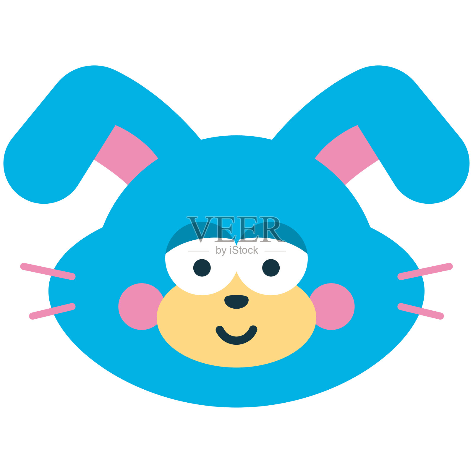 可爱的卡通兔子面矢量插图孤立在一个白色的背景。插画图片素材