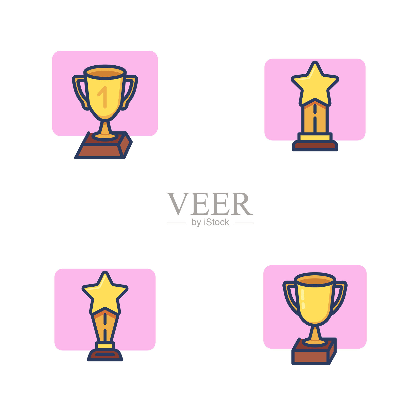 冠军杯线图标集插画图片素材