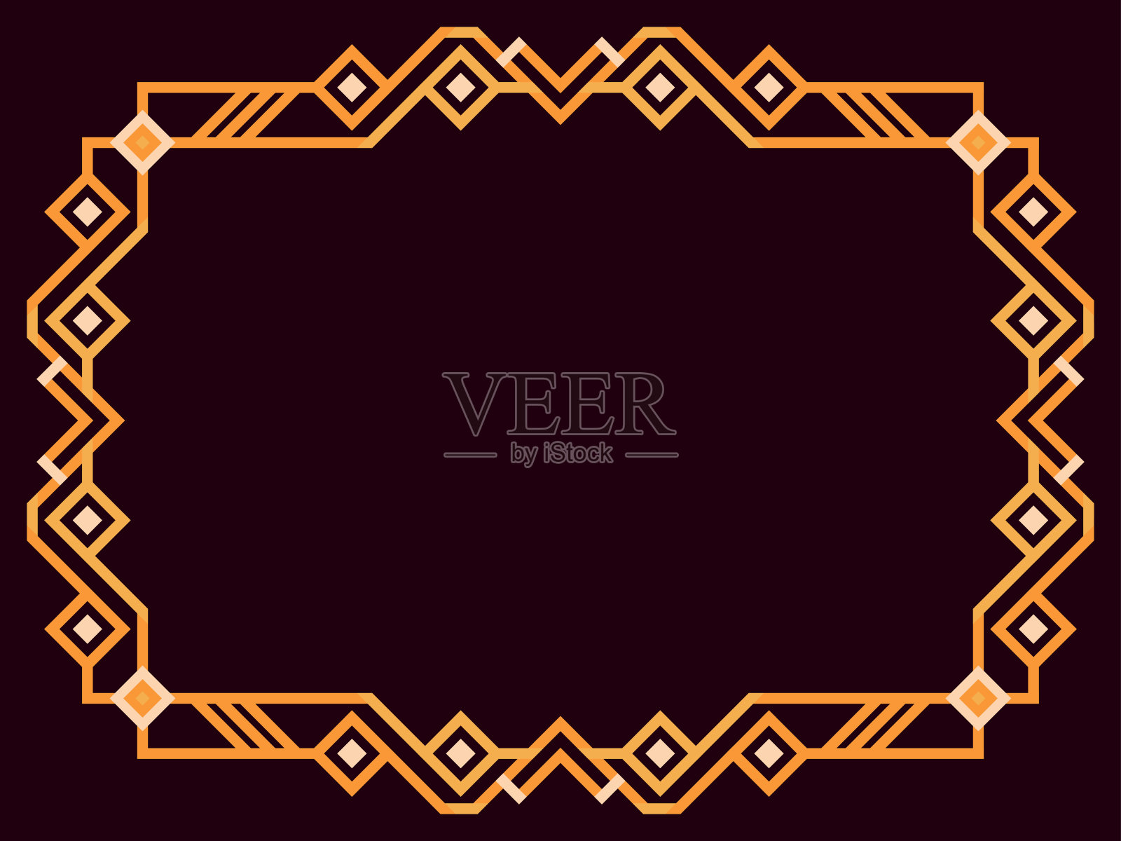 装饰艺术框架。复古的线性边框。线条艺术风格的金色几何框架，为文本留出空间。设计一个模板的邀请，传单和贺卡。矢量图插画图片素材