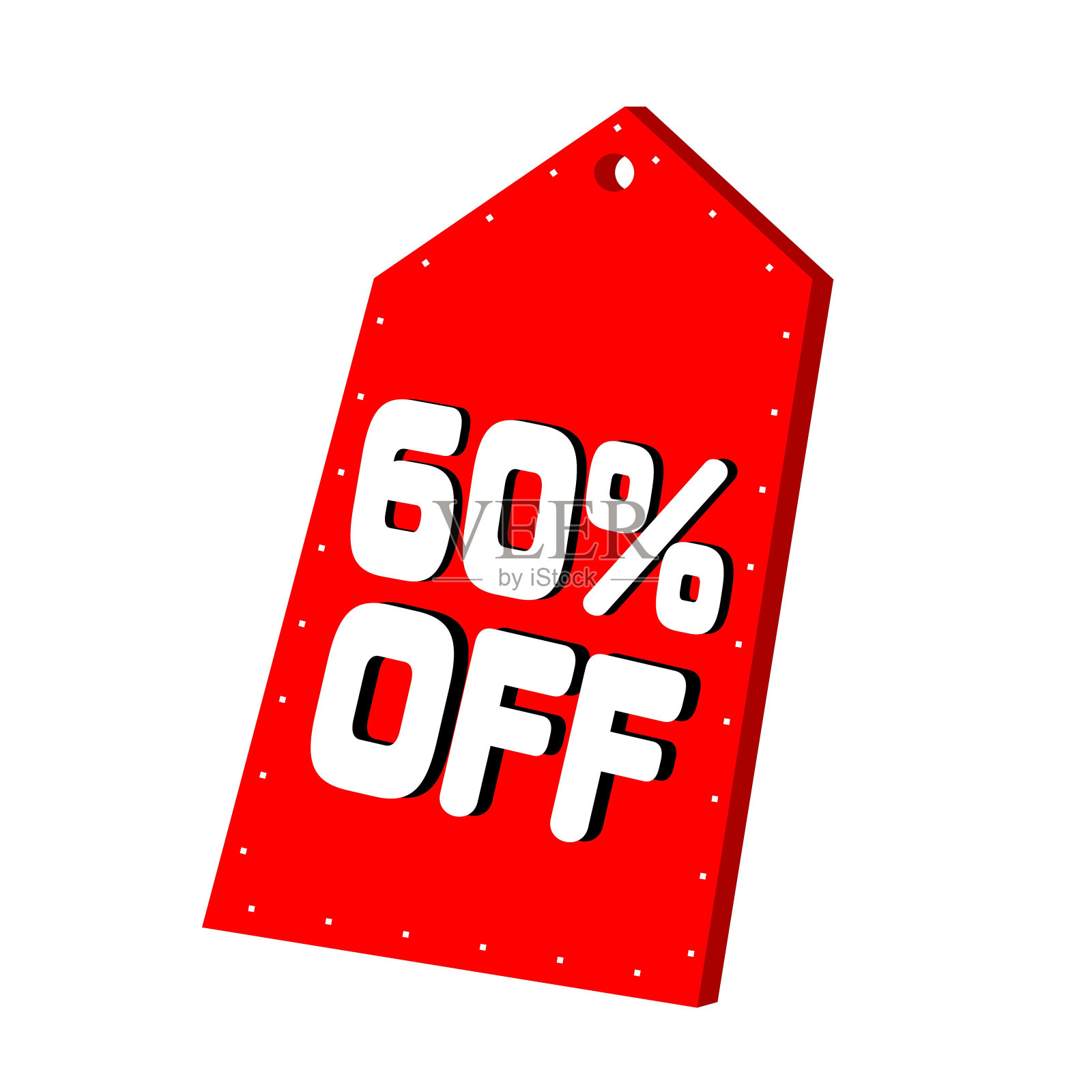 六折红色三角顶部扭曲价格标签的业务和销售插画图片素材