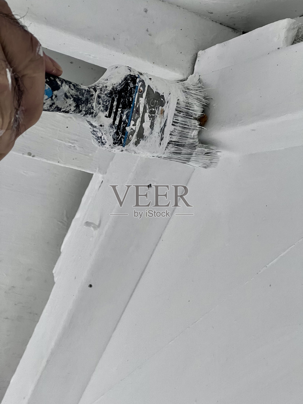 粉刷海滩小屋照片摄影图片