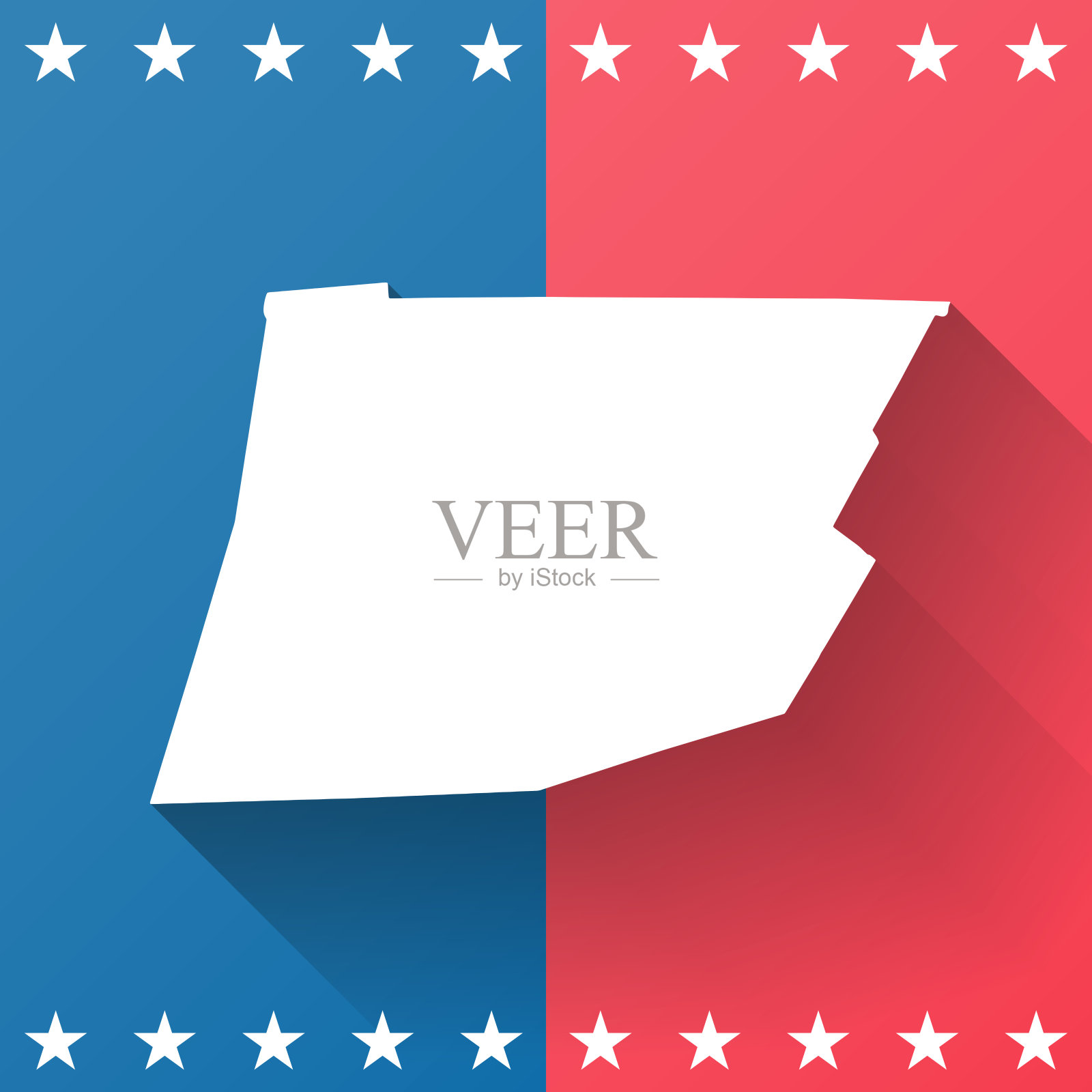 怀俄明州，宾夕法尼亚州。地图在蓝色和红色的背景插画图片素材