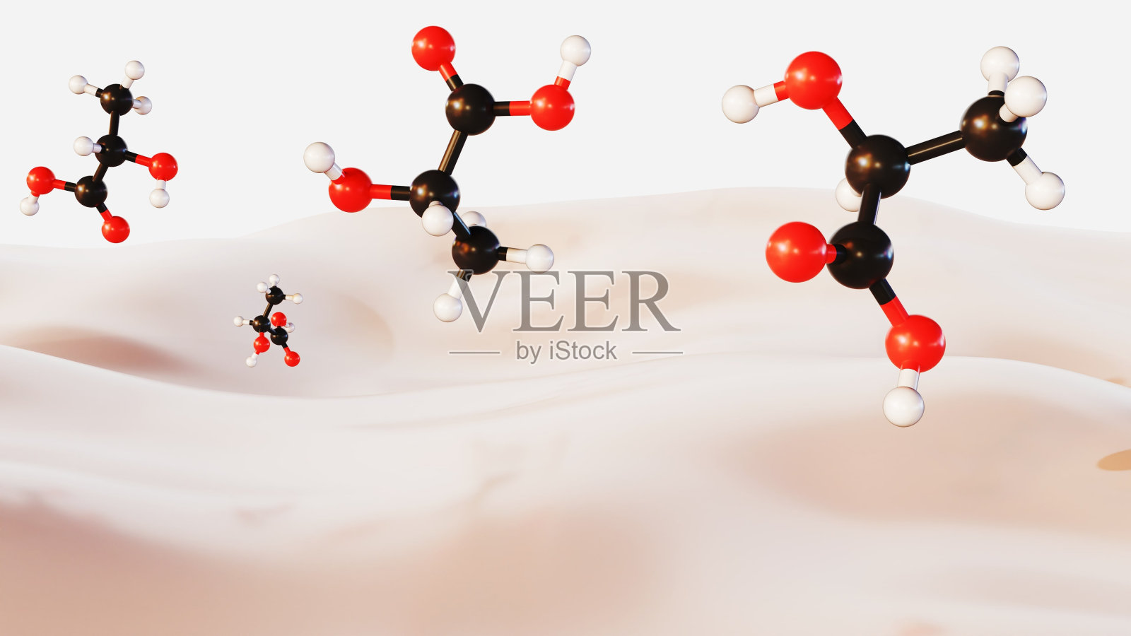 乳酸分子和牛奶的3d渲染照片摄影图片