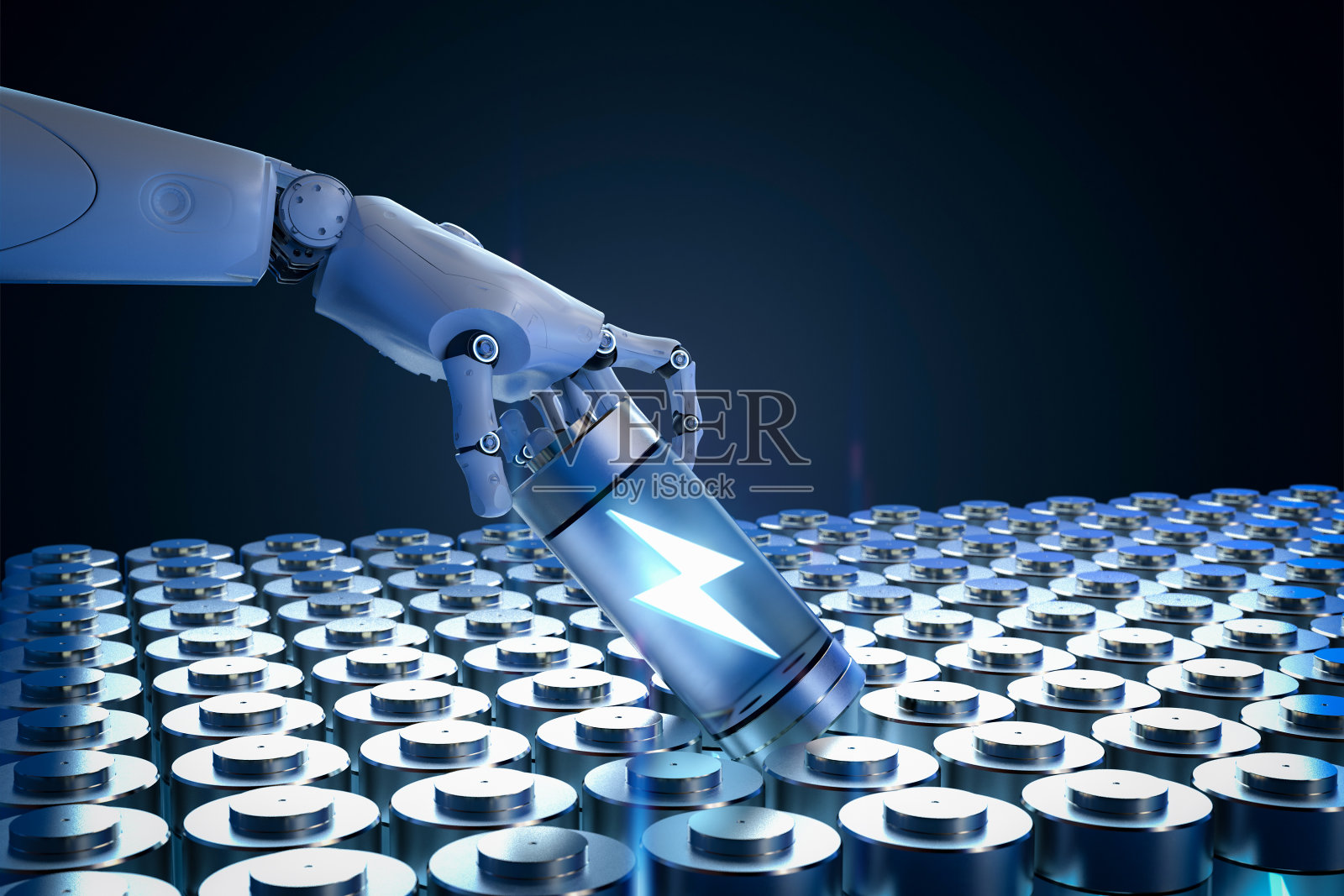 自动充电电池与锂离子或可充电电池与辅助机器人照片摄影图片