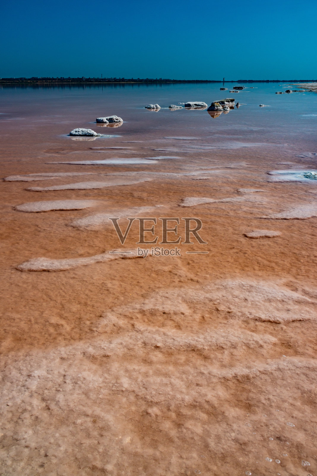 高盐库亚尔尼克河口。在干燥的水库底部自沉降的(表)盐氯化钠晶体照片摄影图片