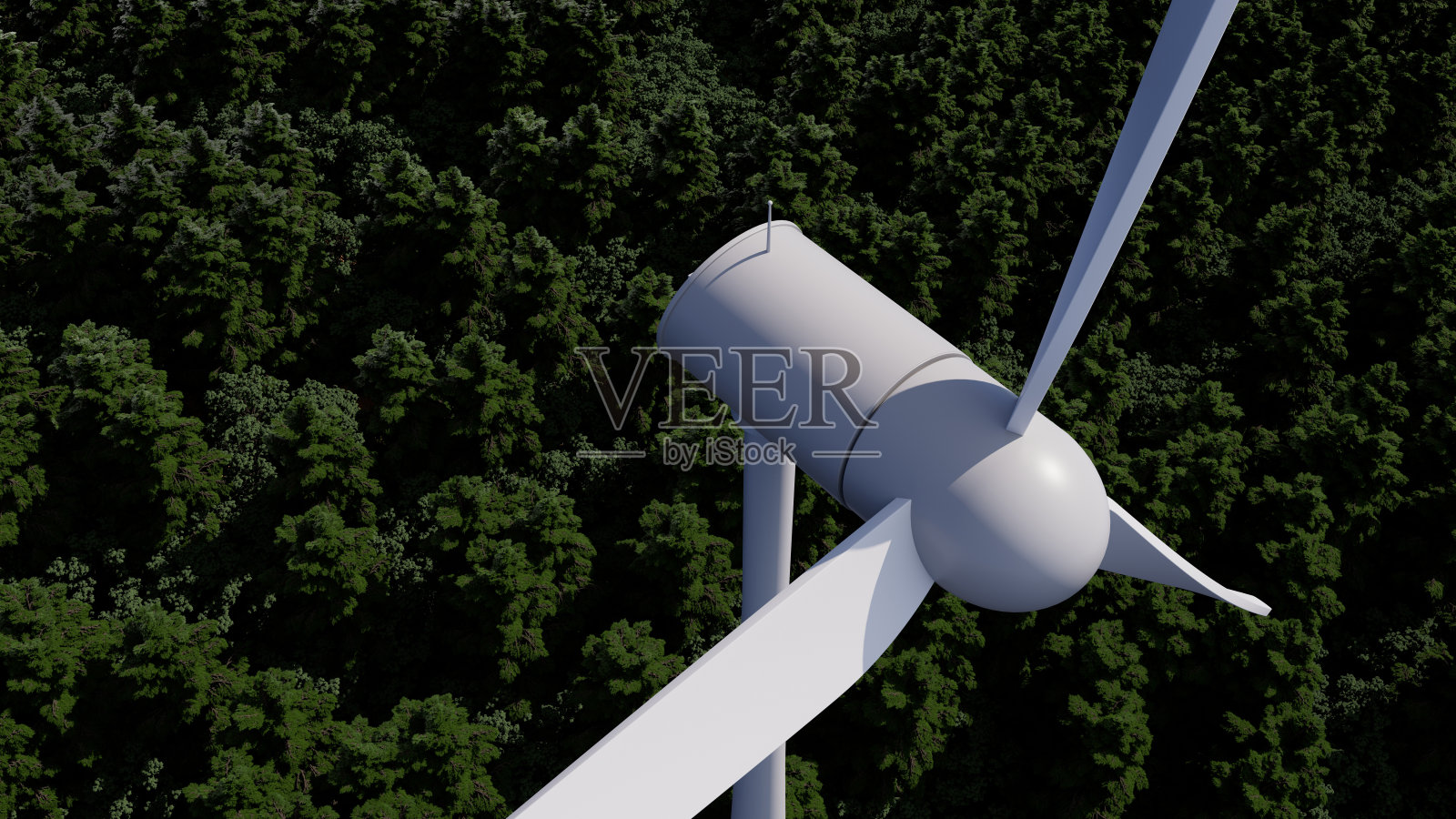 图为森林中的风力涡轮机照片摄影图片