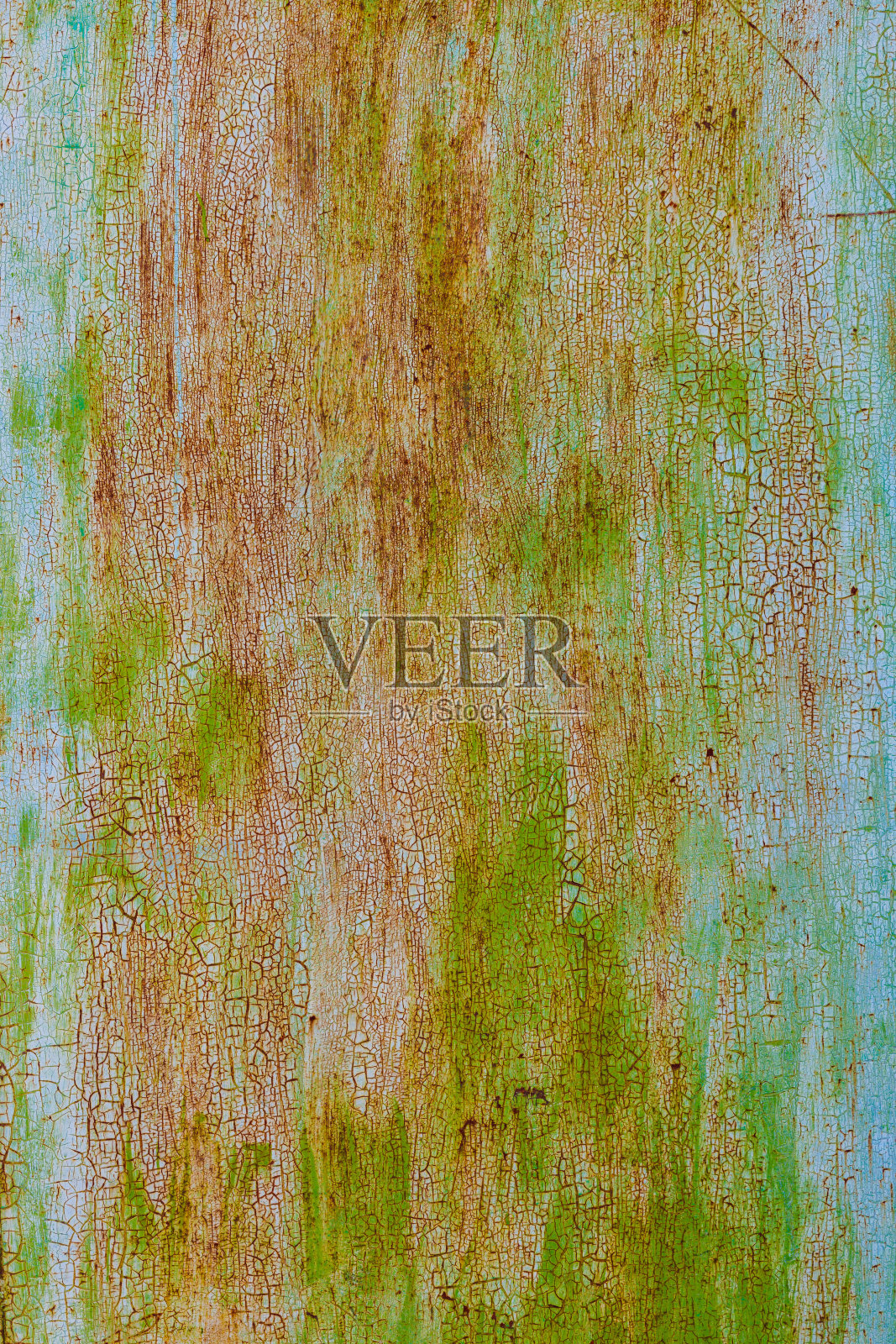 带锈渍的钢板表面褪色的绿色油漆-全框架背景和纹理照片摄影图片