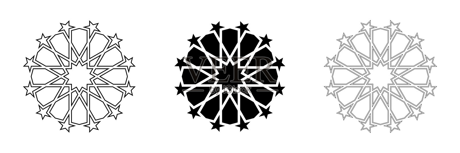 几何矢量设计元素图标集。轮廓和黑色剪影孤立的形状。插画图片素材