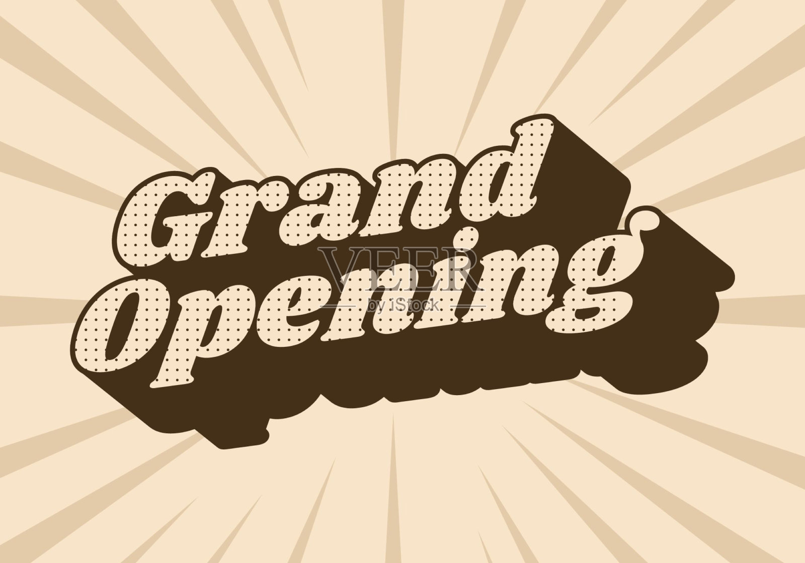 隆重开幕。文字效果在复古的颜色与三维效果插画图片素材