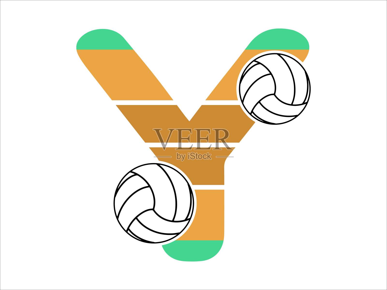 排球字母和数字插图。排球字母数字插图。排球字母插画插画图片素材