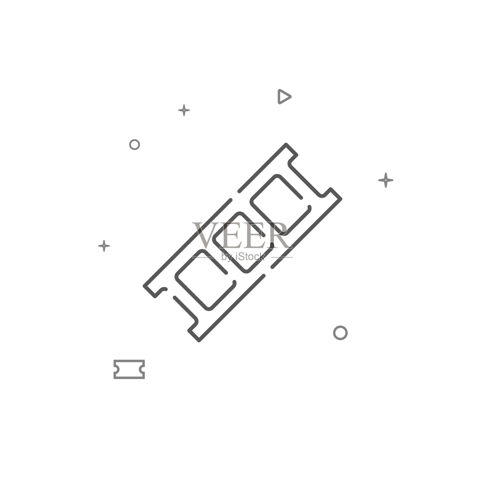 电影卷轴，简单的帧矢量线图标。符号，象形文字，白色背景上孤立的符号。可编辑的中风插画图片素材