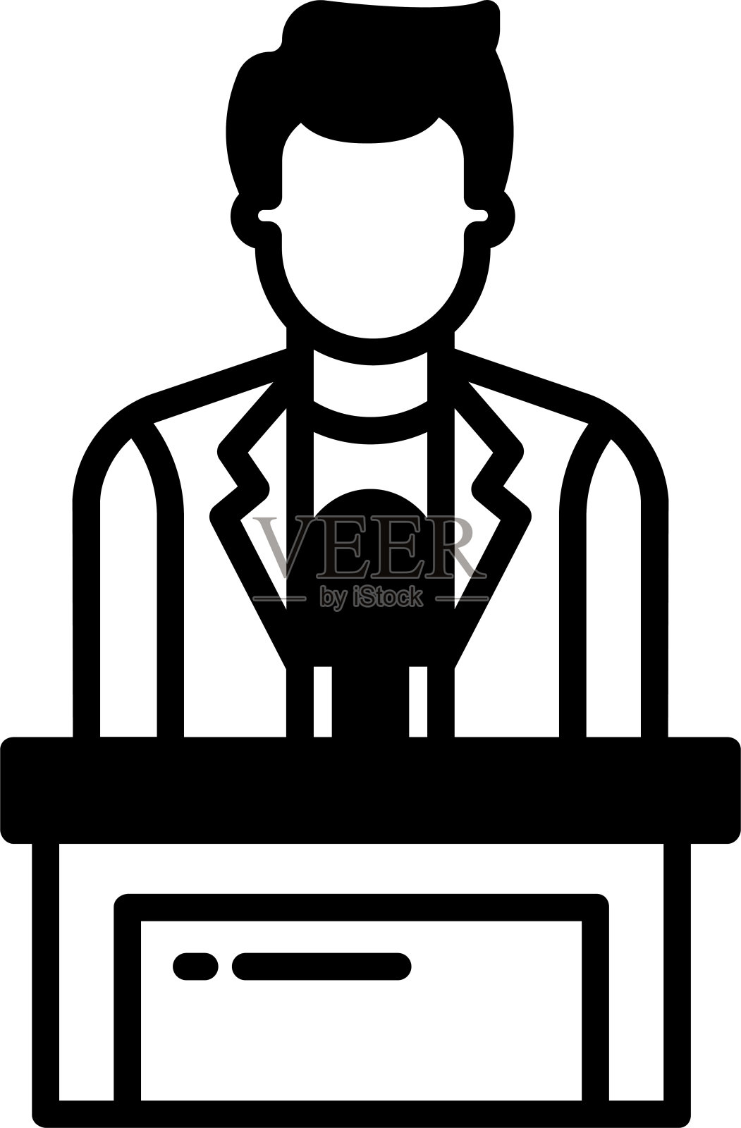 女孩头像字形和线矢量插图插画图片素材