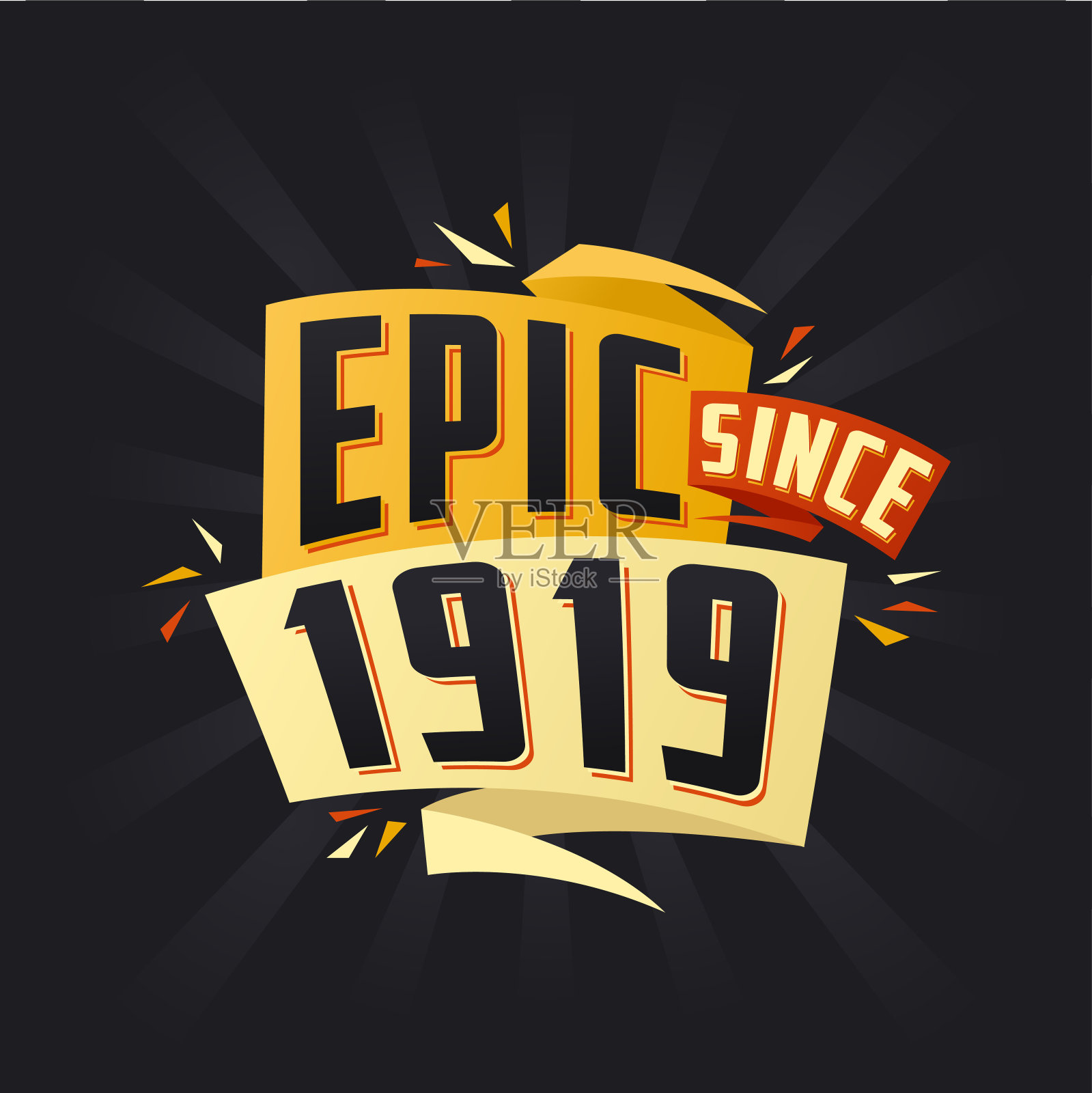 1919年以来的史诗。出生于1919年生日报价矢量设计插画图片素材