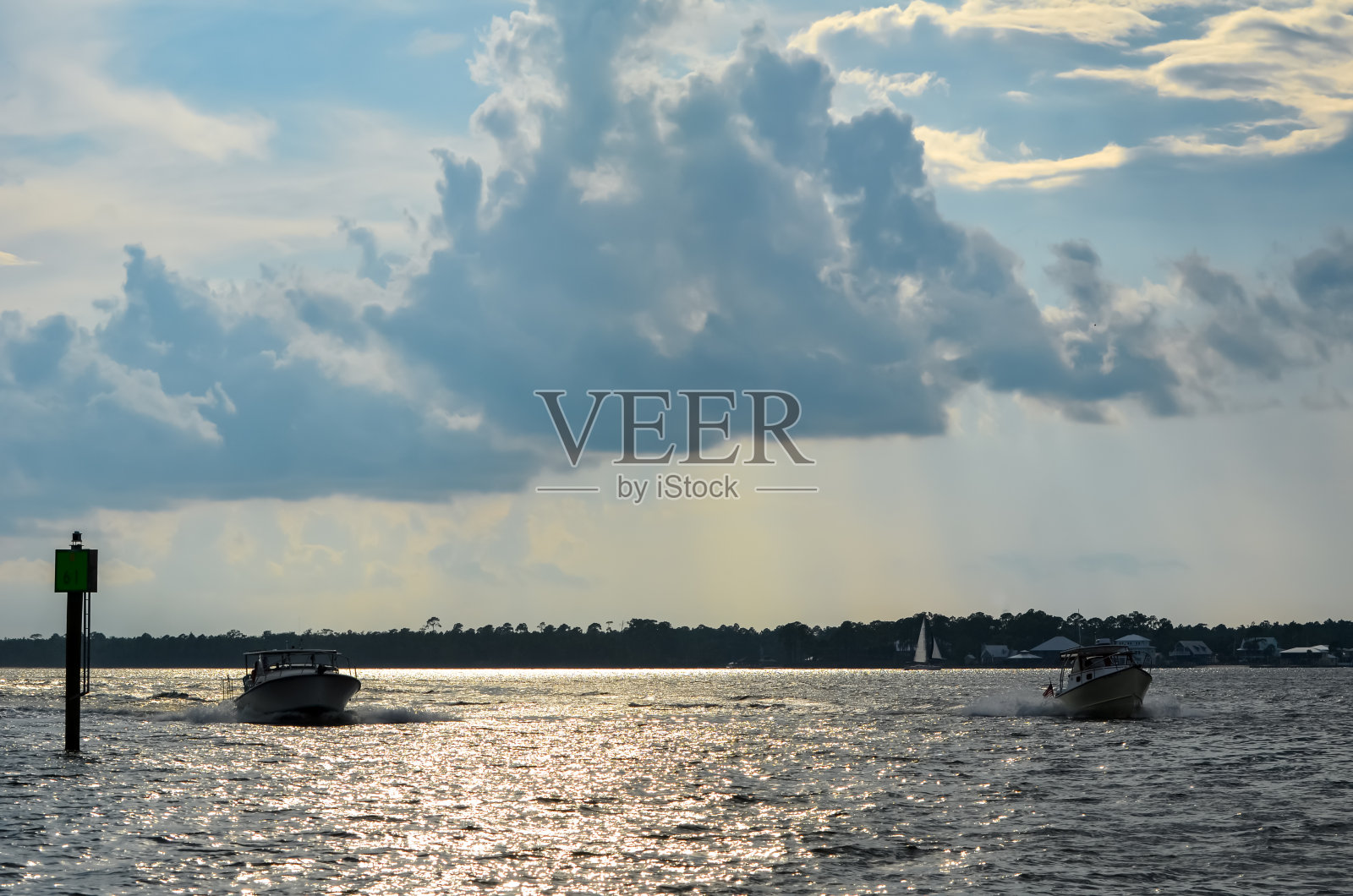 阿拉巴马州奥兰治海滩，九月的水上日落照片摄影图片