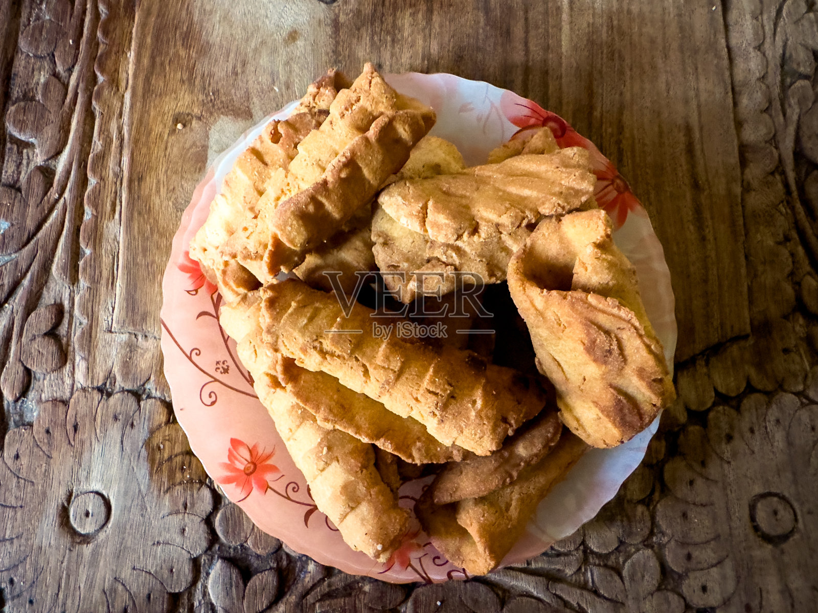 宽扎溪家煮的油炸糕点俯视图照片摄影图片