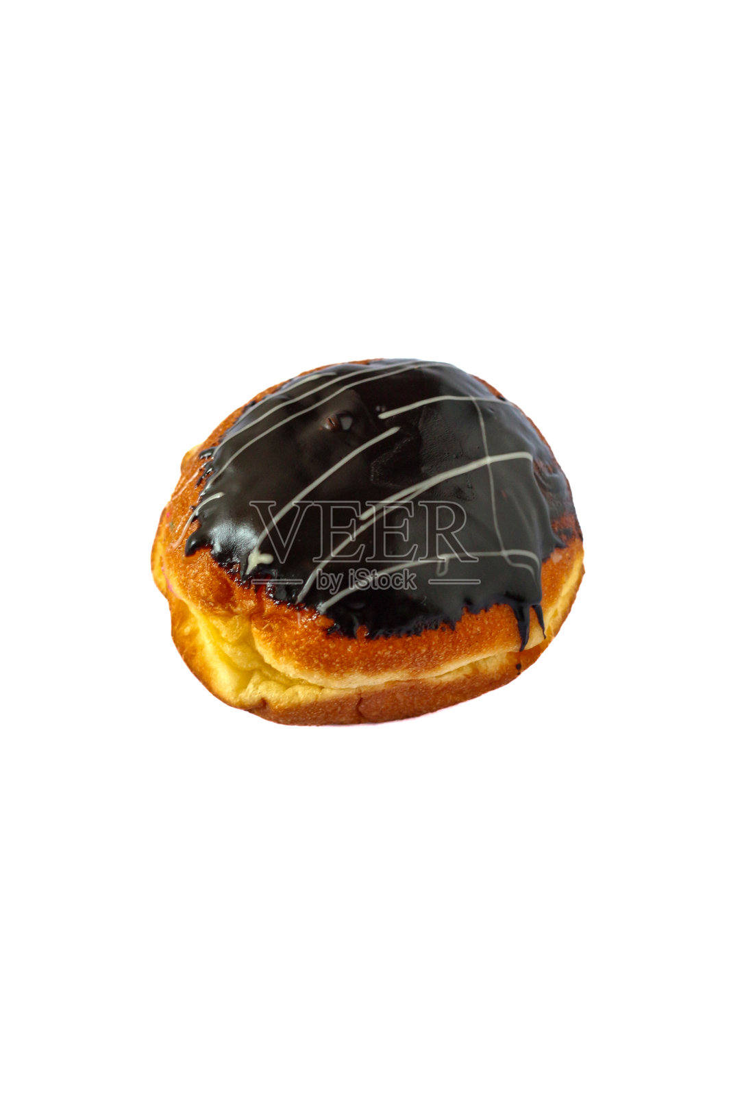 在白色背景上孤立的甜甜圈或甜甜圈。巧克力上釉。照片摄影图片