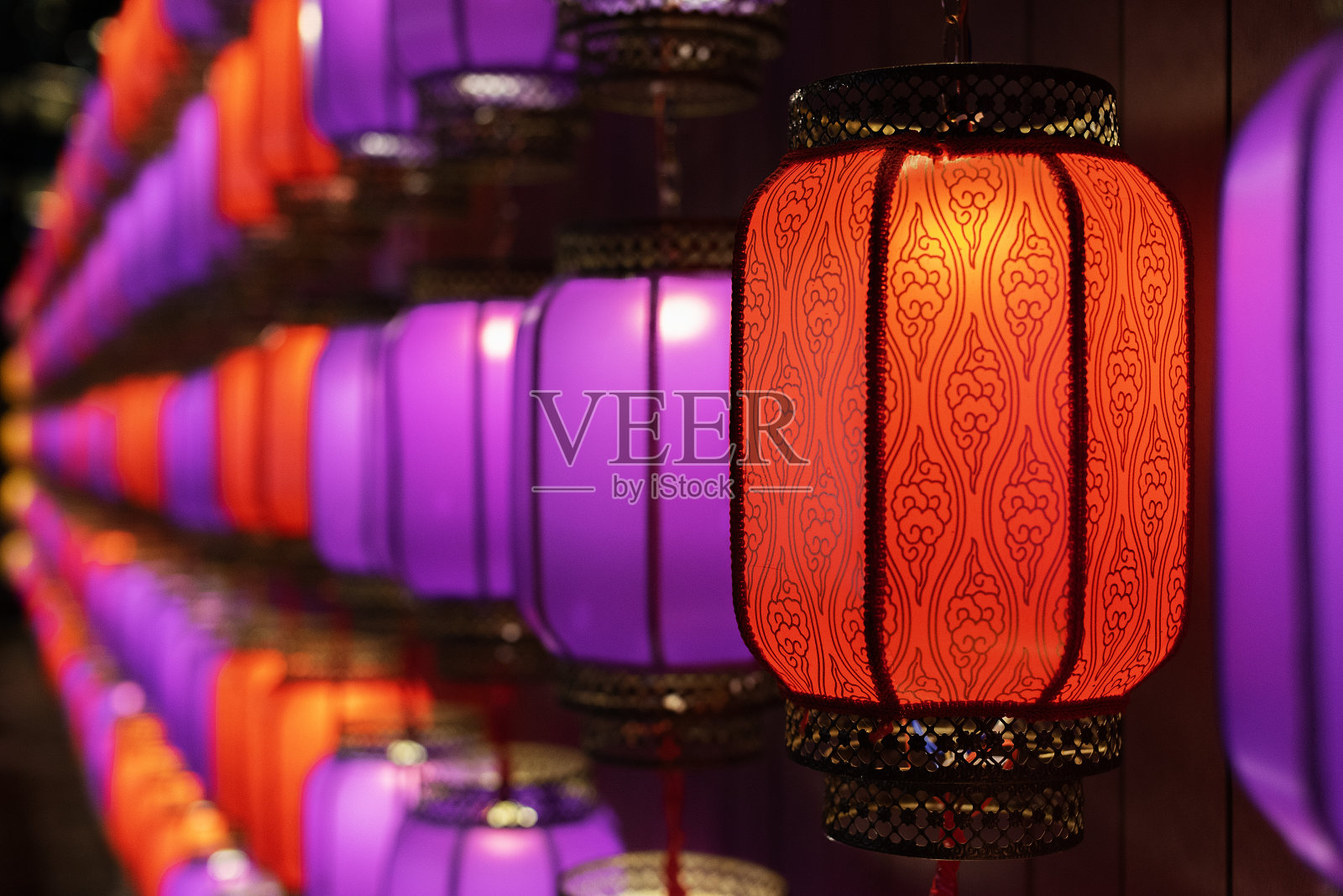 五颜六色的中国灯笼装饰庆祝活动照片摄影图片