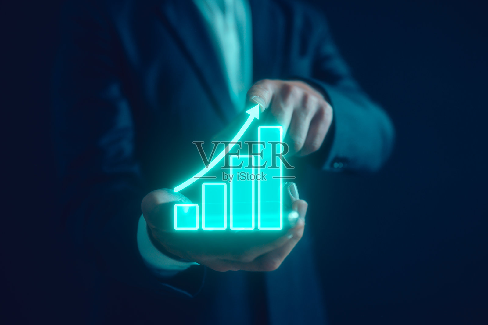 数据分析和数据管理系统和指标连接到企业战略数据库的财务，情报，商业分析商人指向虚拟图形屏幕照片摄影图片