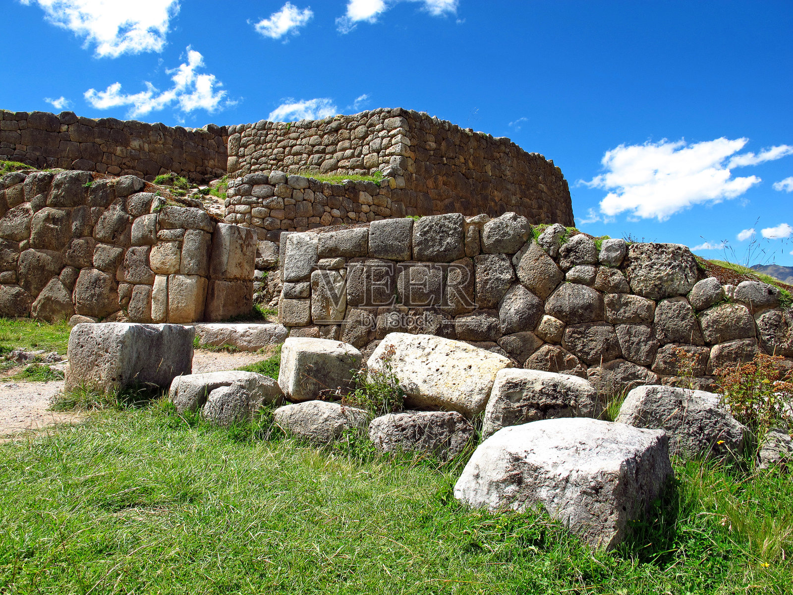 秘鲁印加帝国库斯科要塞的古代遗迹照片摄影图片