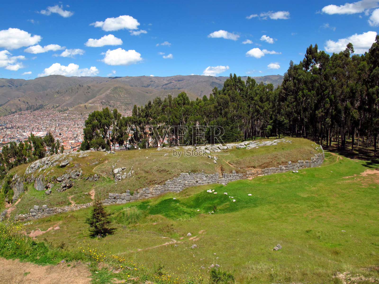 秘鲁印加帝国库斯科要塞的古代遗迹照片摄影图片