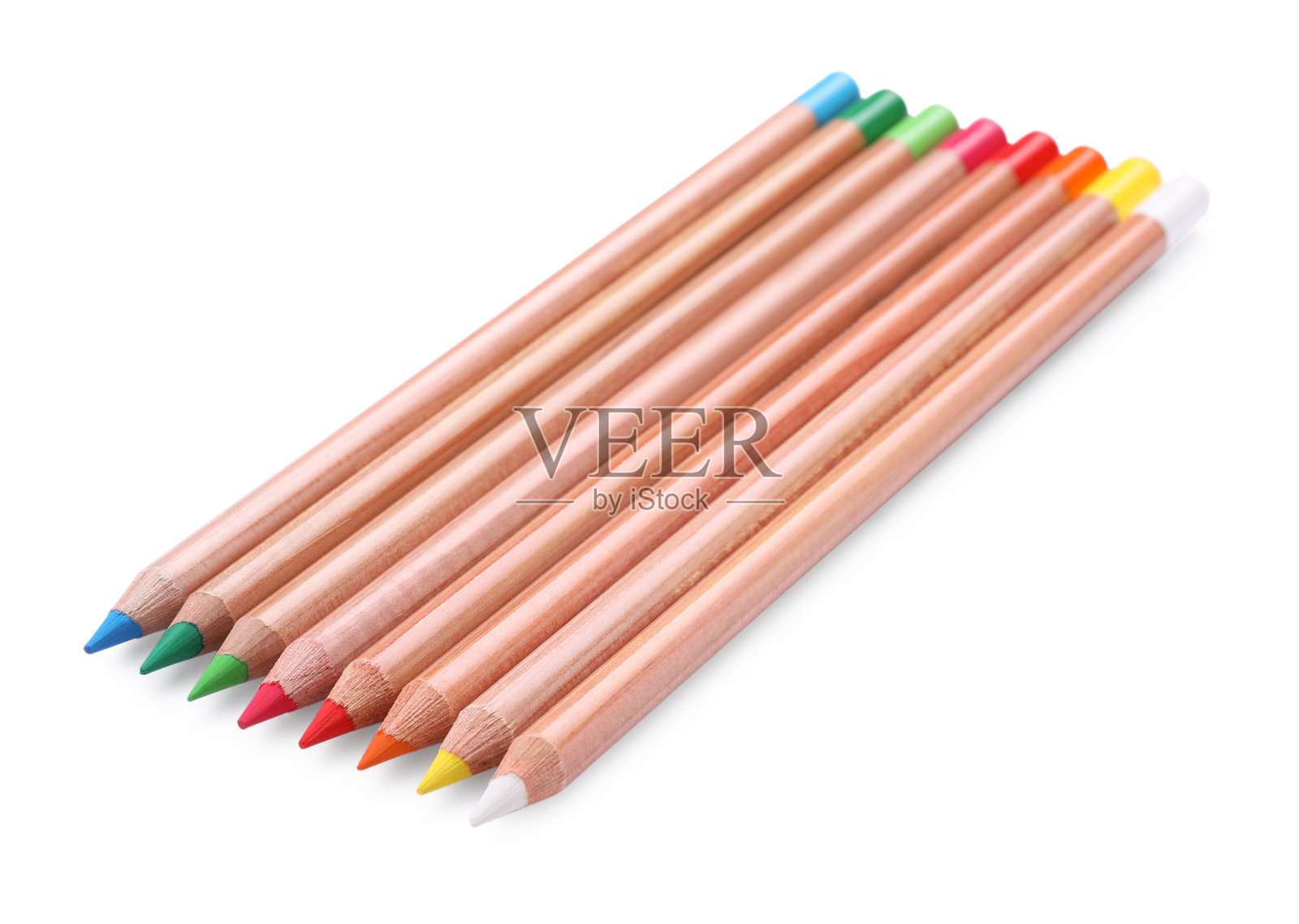 彩色粉彩铅笔孤立在白色。绘画用品照片摄影图片